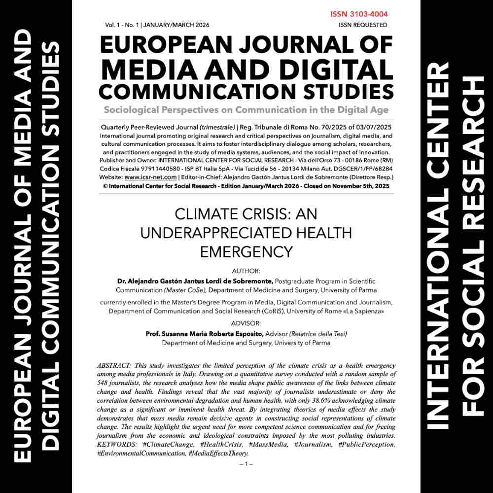 NASCE A ROMA LA NUOVA RIVISTA SCIENTIFICA INTERNAZIONALE “EUROPEAN JOURNAL OF MEDIA AND DIGITAL COMMUNICATION STUDIES – SOCIOLOGICAL PERSPECTIVES ON COMMUNICATION IN THE DIGITAL AGE”